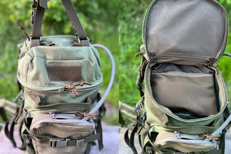 A Crafter hátizsák felső fedele - két nézet