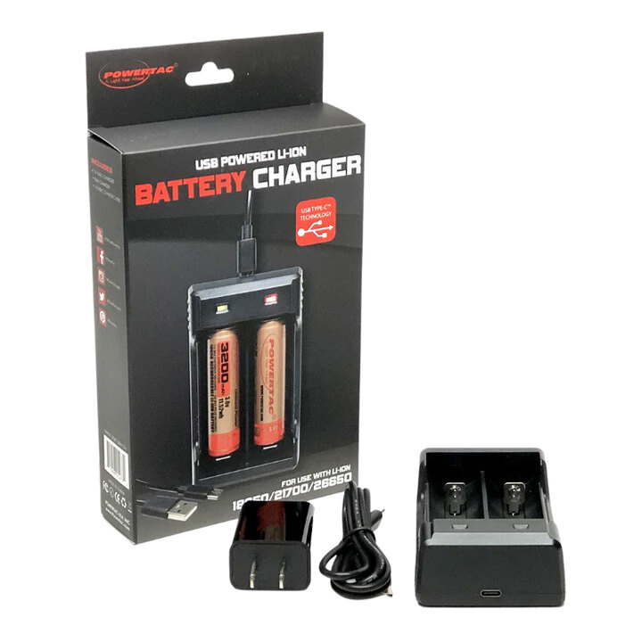 18650 Dual Charger + Adapter PowerTac®