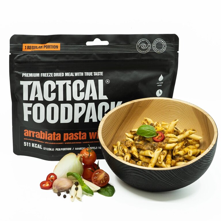 Dehidratált étel Tészta Arrabiata csirkével Tactical Foodpack®