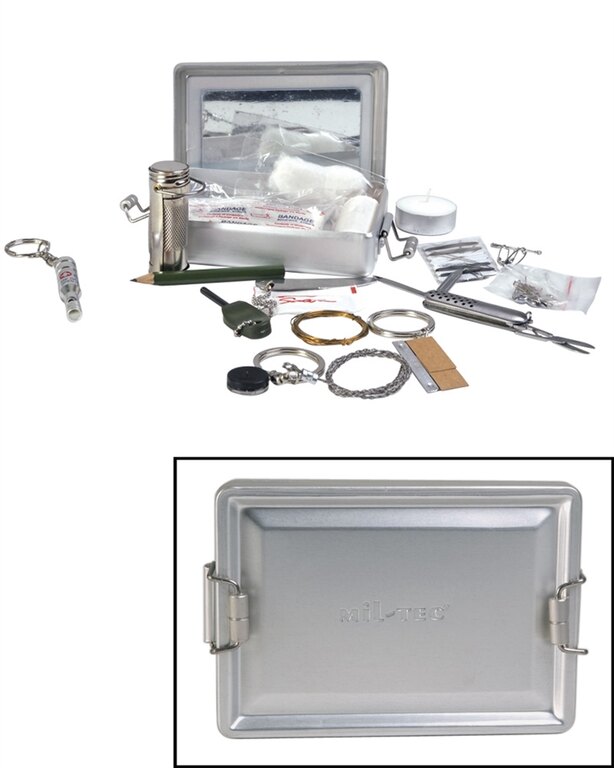 KPZ ALUBOX Mil-Tec® túlélőkészlet - ezüst