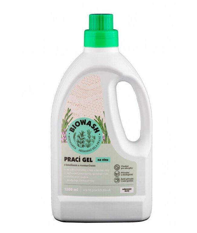 Ökologikus mosógél gyapjúhoz / rozmaring és lanolin BioWash®, 1,5 l