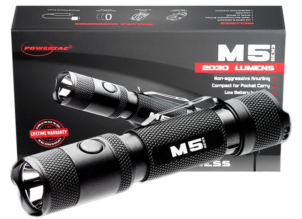 PowerTac® M5 Gen3 zseblámpa / 2030 lm + fegyvertartóval